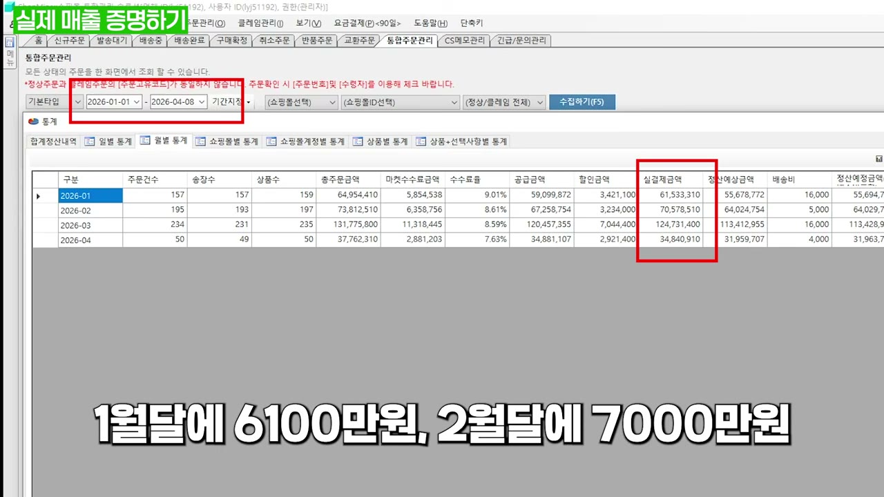 월별 매출 증가 주장